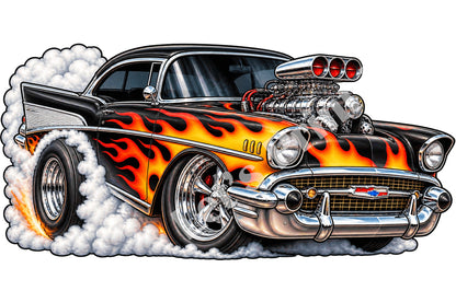 Hot Rod Burnout 1957 Chevy Contour Cut Decal – Indoor or Outdoor