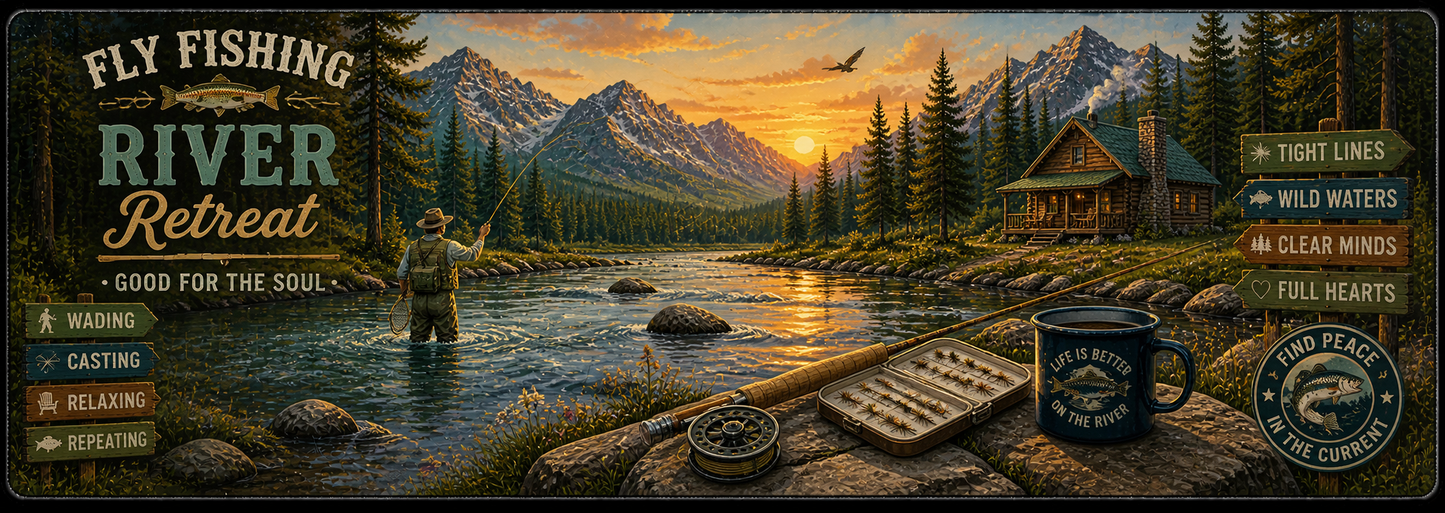 Fly Fishing River Retreat Desk Mat