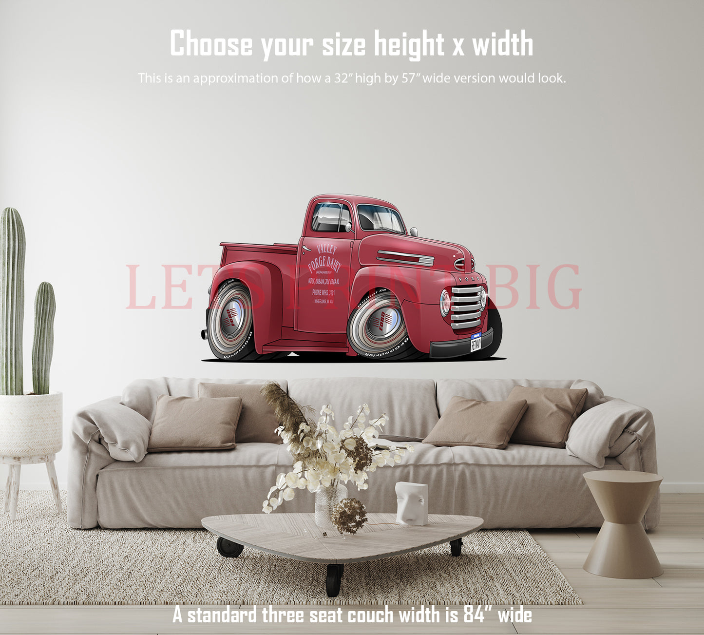 1948 Ford F1 Hot Rod Pickup Truck Car Art Wall Decal