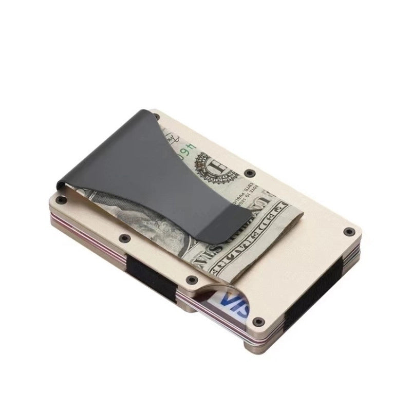 Laser Engraved Unisex Solid Color Aluminum Alloy Open Wallets