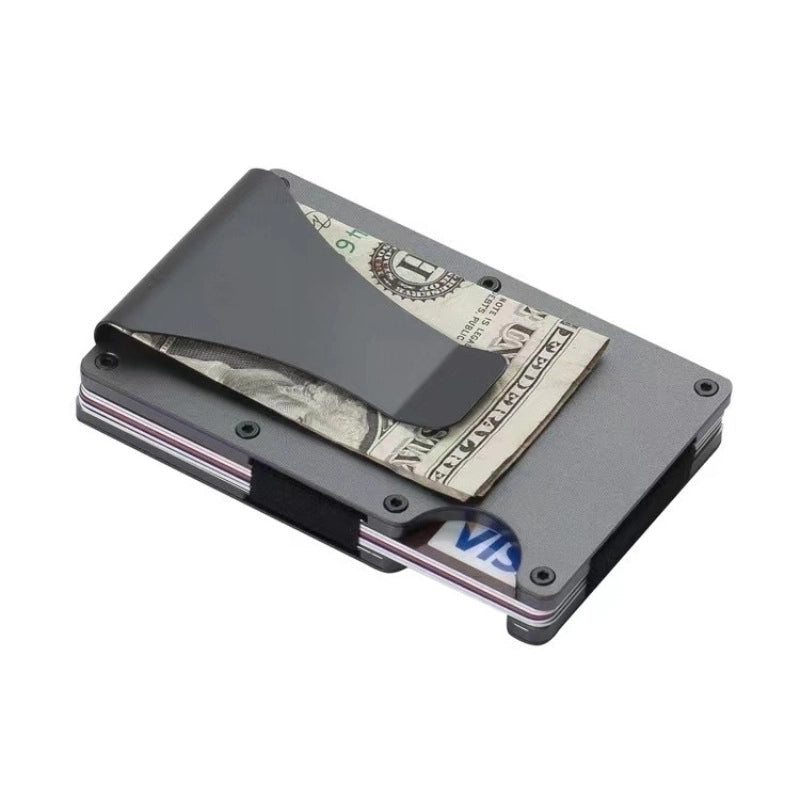Laser Engraved Unisex Solid Color Aluminum Alloy Open Wallets