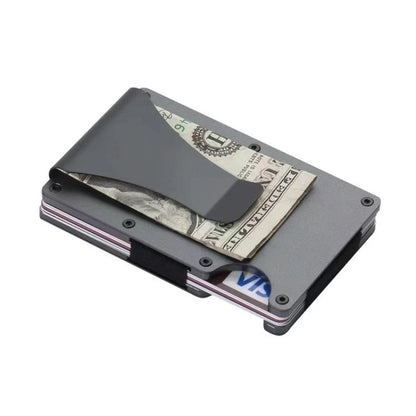Laser Engraved Unisex Solid Color Aluminum Alloy Open Wallets