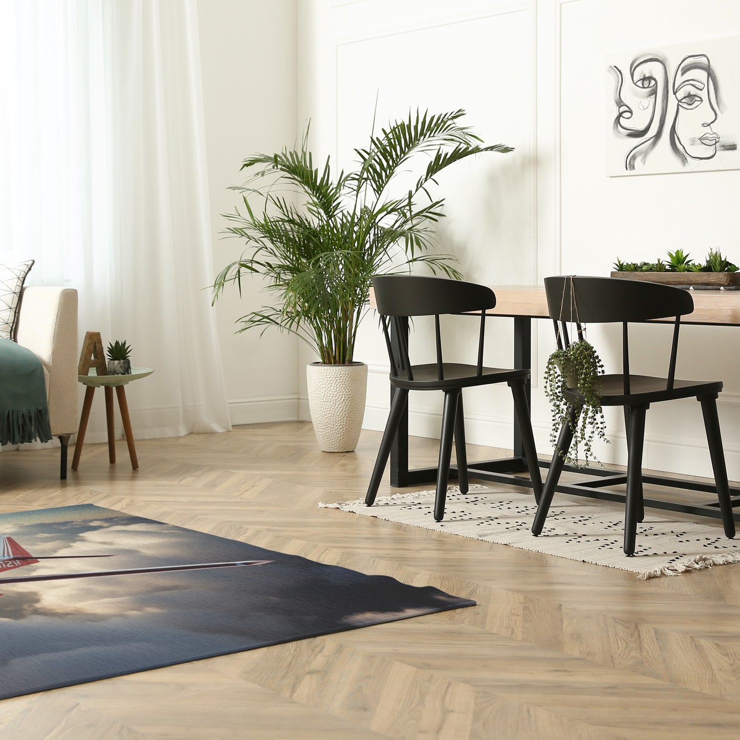 General Aviation Airplane in the Clouds Rug 5 Sizes