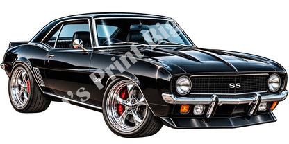 Classic Black Muscle Car Contour Cut Decal – Indoor or Outdoor