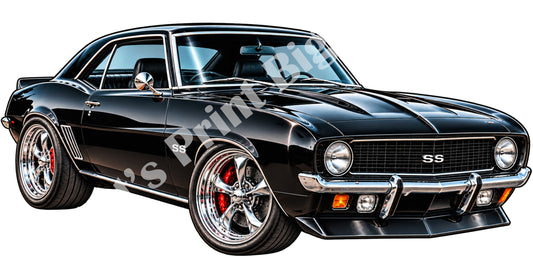 Classic Black Muscle Car Contour Cut Decal – Indoor or Outdoor