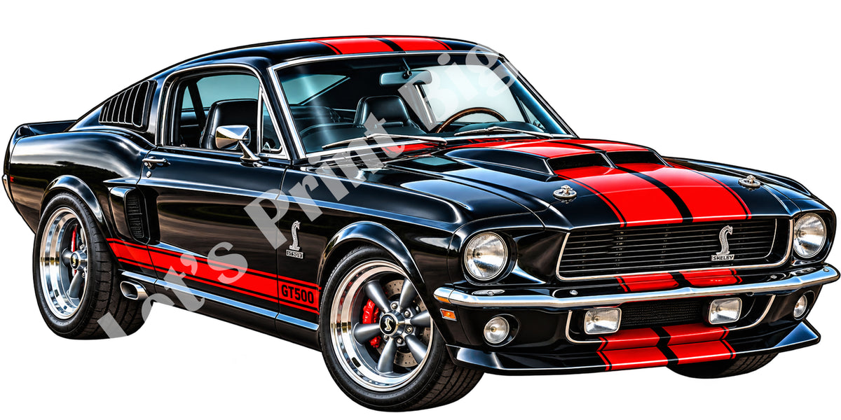 Black & Red Classic Muscle Car Contour Cut Decal – Indoor or Outdoor