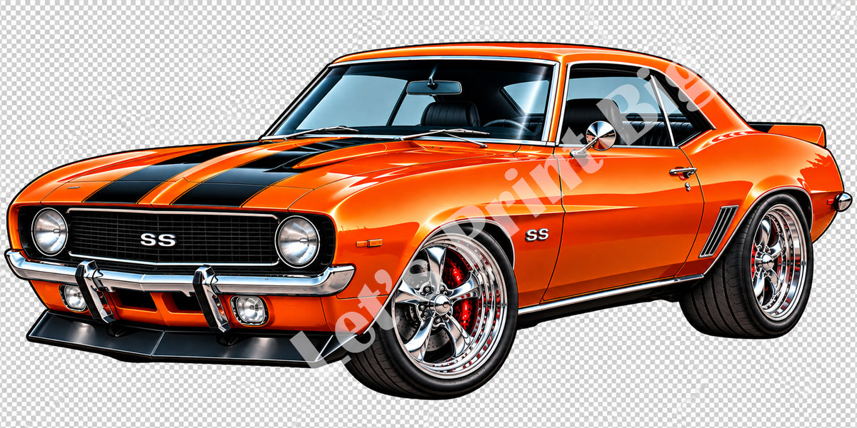 Orange Classic Muscle Car Contour Cut Decal – Indoor or Outdoor