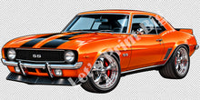 Orange Classic Muscle Car Contour Cut Decal – Indoor or Outdoor