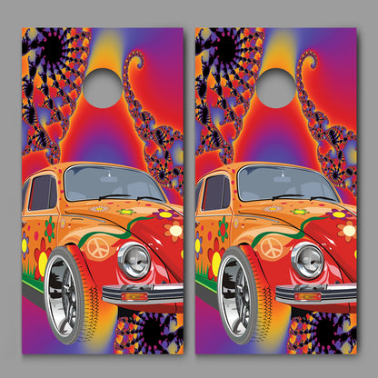 Groovy Hippie Style Cornhole Decal Wraps