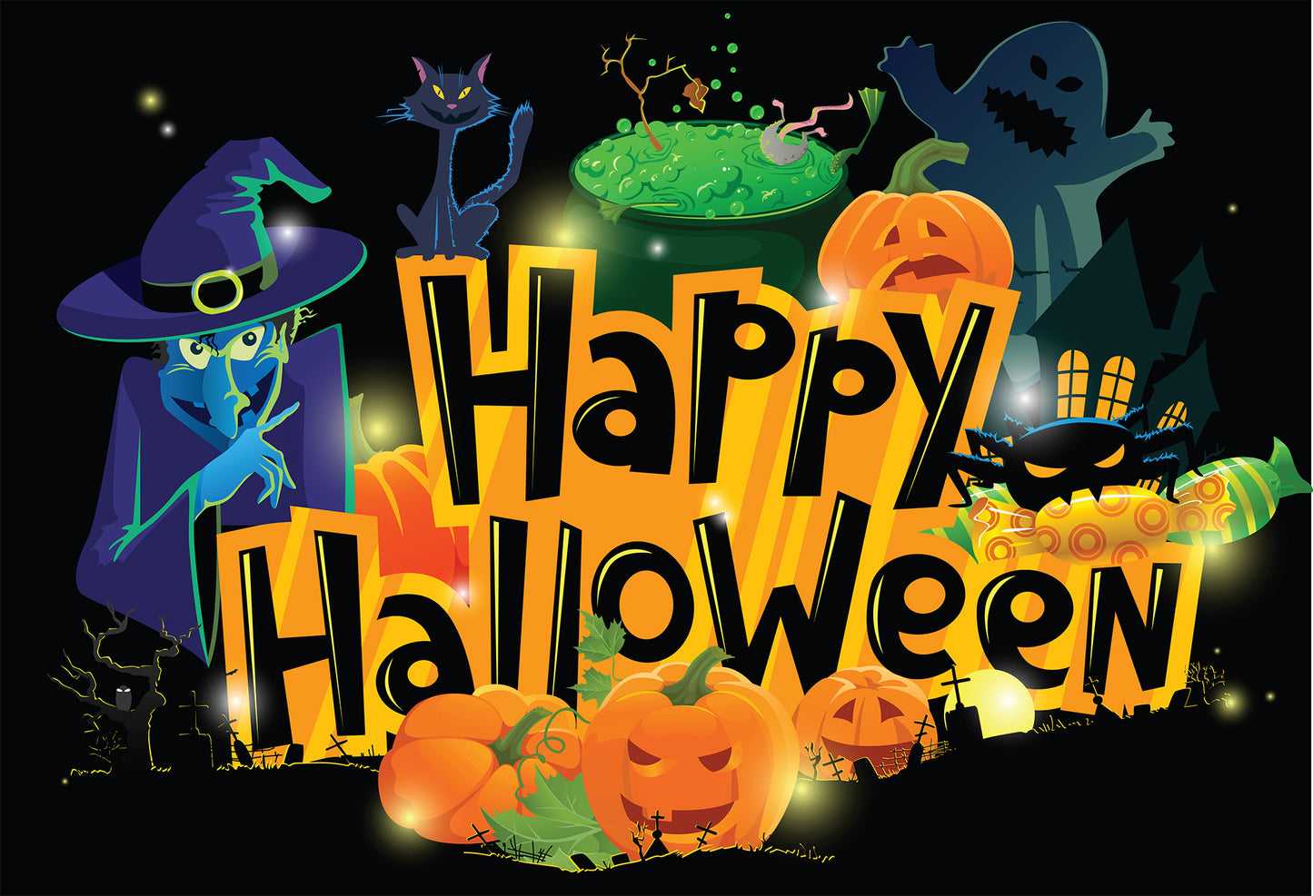 Happy Halloween Wall Decal Mural Wallpaper Large Print proof