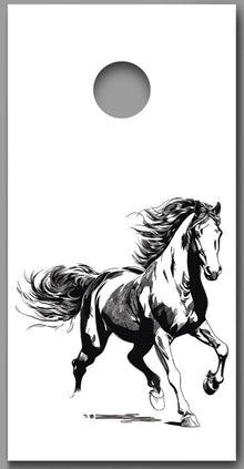 Horse Running Abstract on White Design Corn Hole Board Decal Wrap