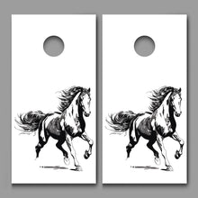 Horse Running Abstract on White Design Corn Hole Board Decal Wrap