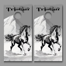 Horse Running Mountains Abstract design Customized With Your Last Name Corn Hole Wrap