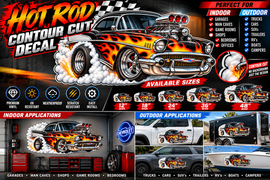 Hot Rod Burnout 1957 Chevy Contour Cut Decal – Indoor or Outdoor