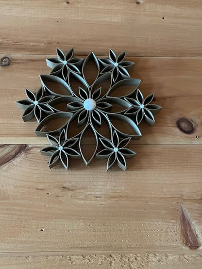 Wall Flower Decor printed in Gold Color with White Accents