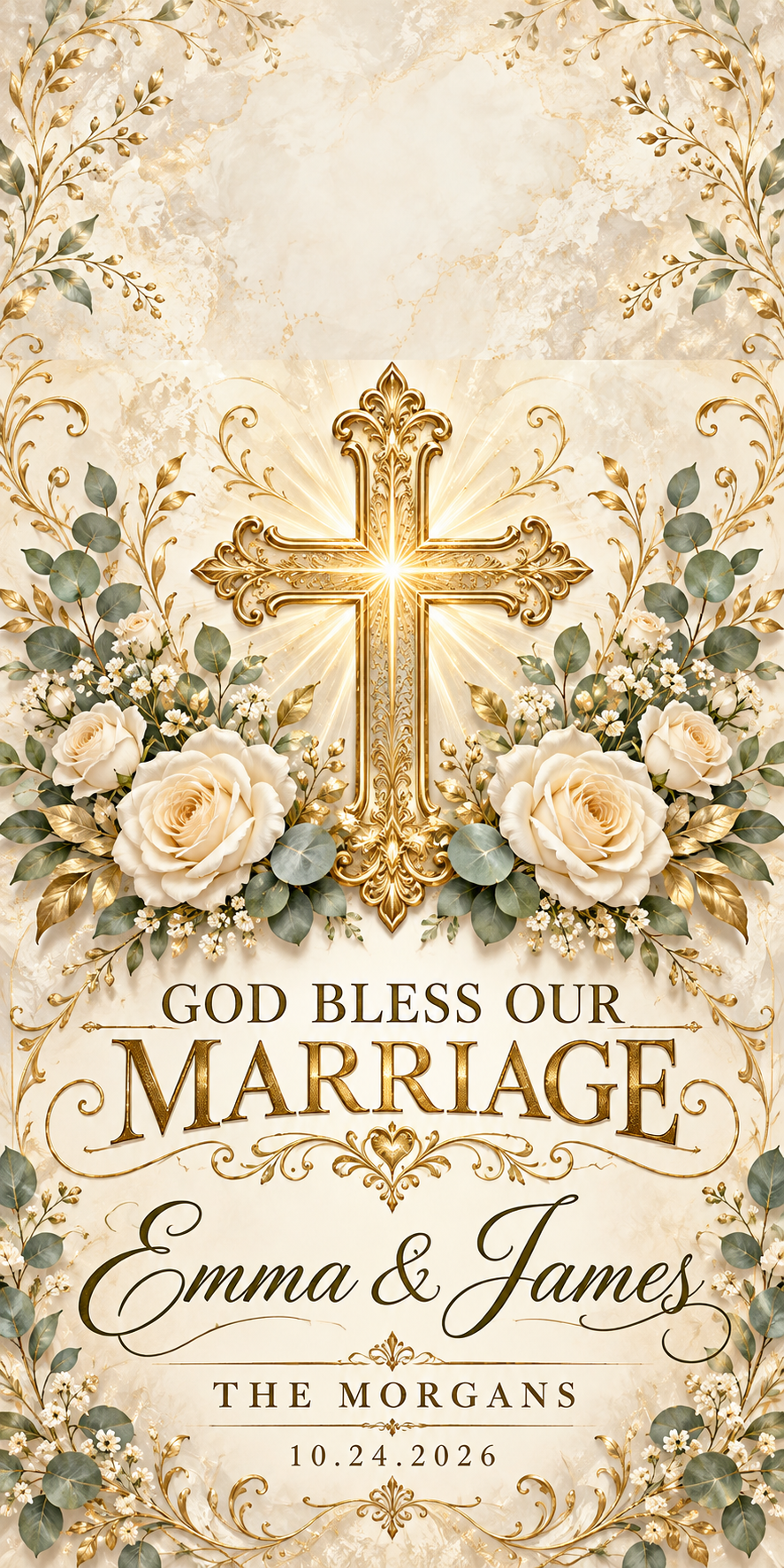 Ivory and gold wedding cross