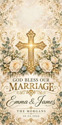 Ivory and gold wedding cross
