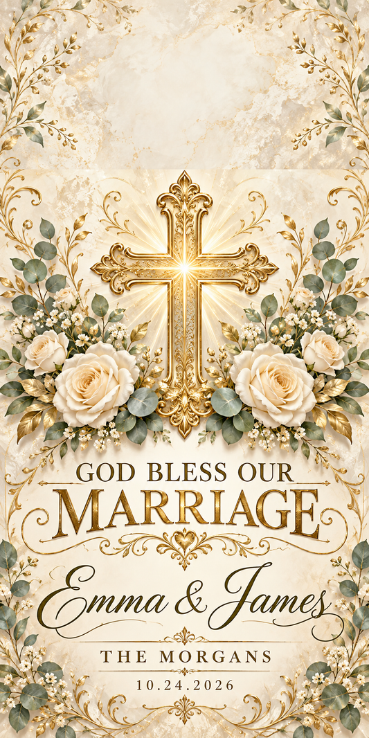 Ivory and gold wedding cross