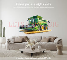 Green Classic Combine Harvesting Wall Art contour cut decal