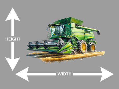 Green Classic Combine Harvesting Wall Art contour cut decal