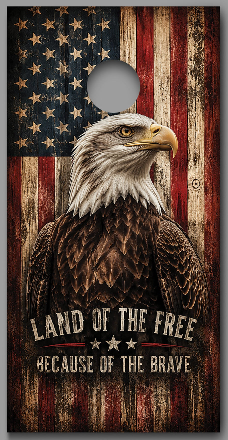 Land of the Free Because of the Brave Eagle American Flag Cornhole Board Decal Wrap