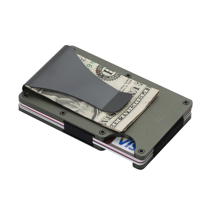 Laser Engraved Unisex Solid Color Aluminum Alloy Open Wallets