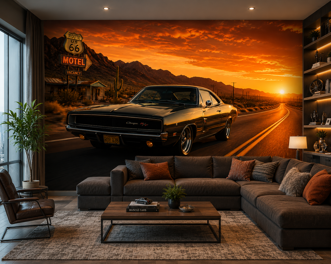 Desert Highway Muscle Cruise Wall Mural