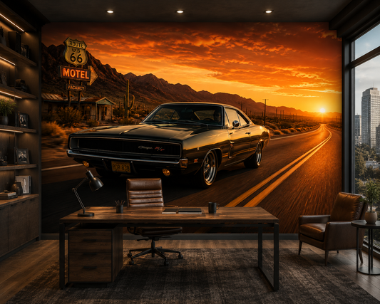Desert Highway Muscle Cruise Wall Mural