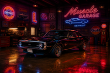 Retro Neon Muscle Garage Wall Mural
