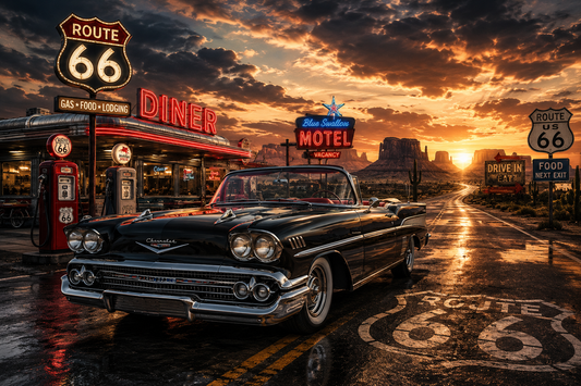 Route 66 Chrome Legends Wall Mural