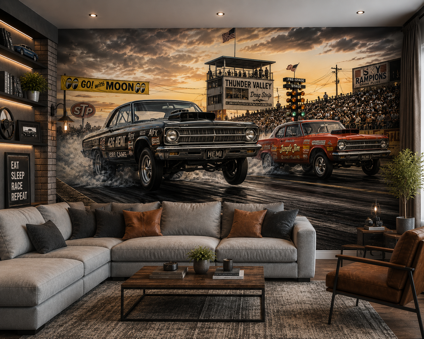Vintage Drag Strip Thunder Wall Mural