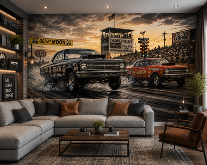 Vintage Drag Strip Thunder Wall Mural