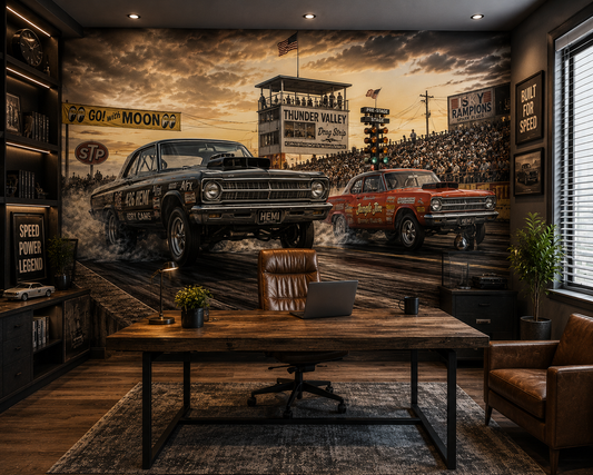Vintage Drag Strip Thunder Wall Mural
