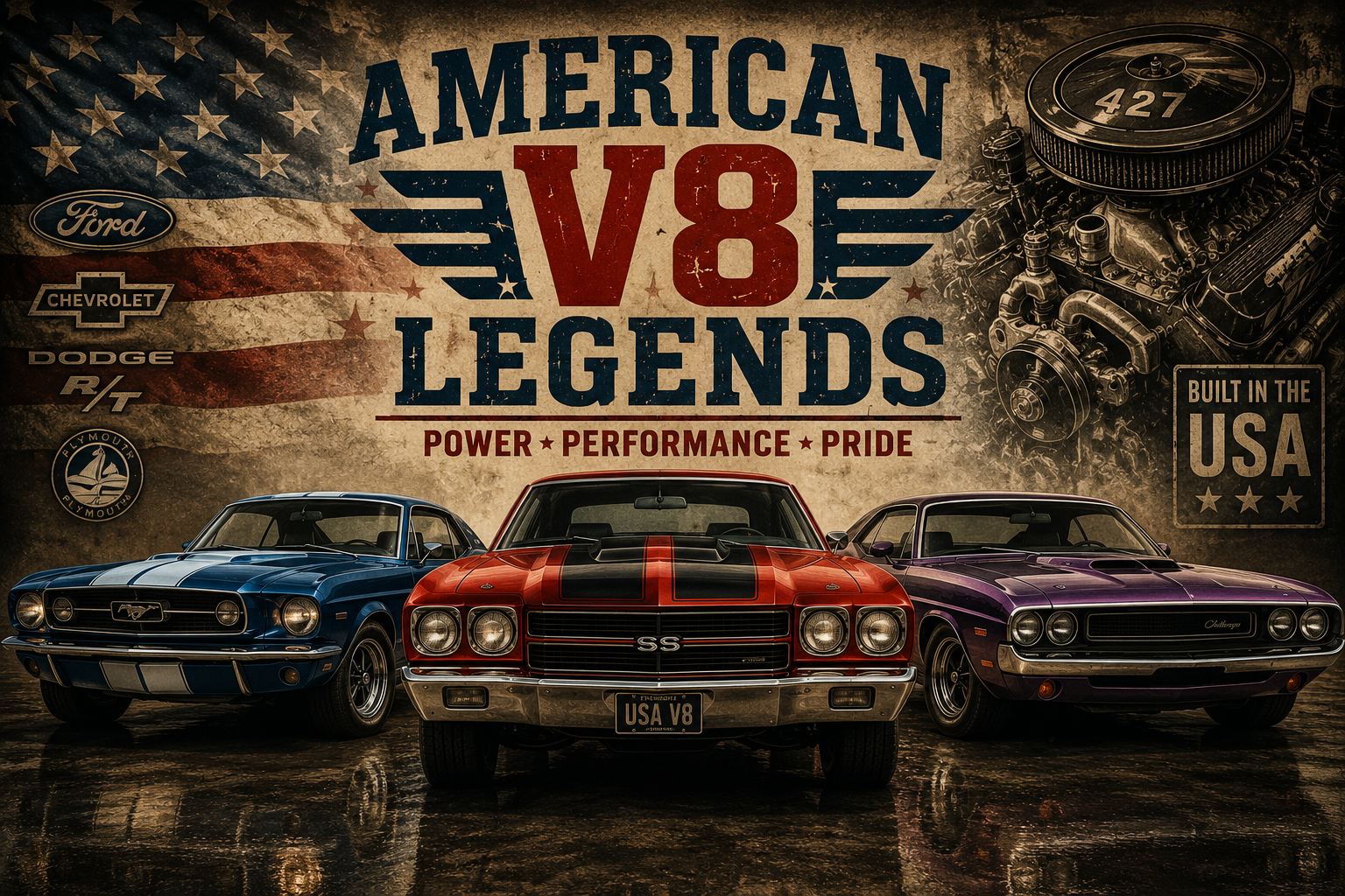 American V8 Legends Wall Mural