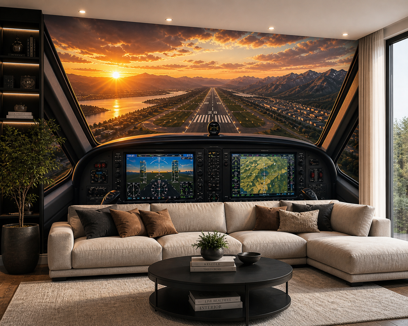 Cockpit Final Approach Perspective Wall Mural