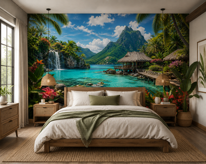 Tropical Paradise Lagoon Wall Mural