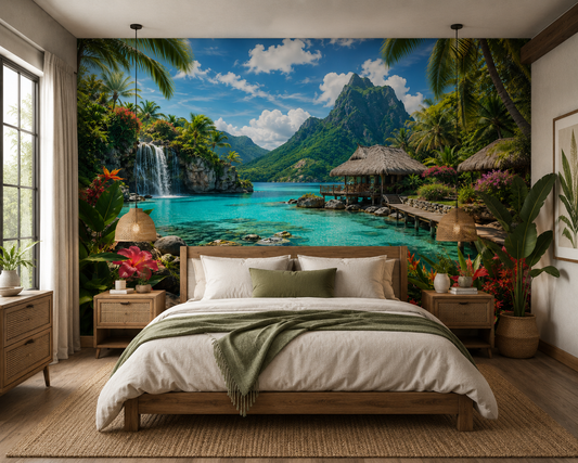 Tropical Paradise Lagoon Wall Mural