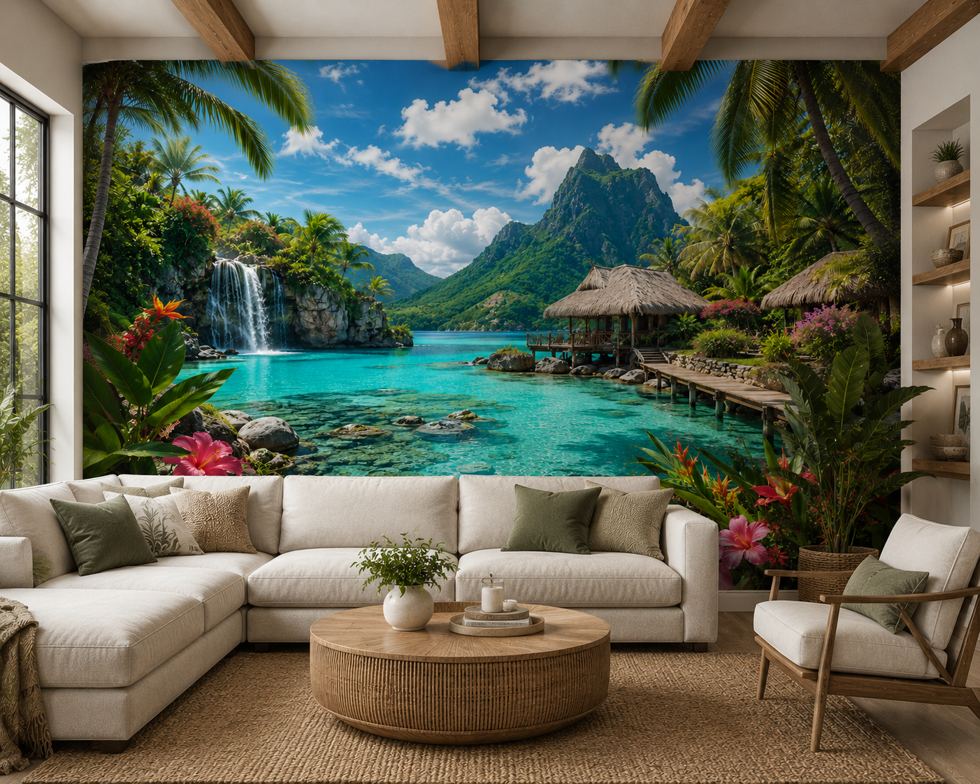Tropical Paradise Lagoon Wall Mural