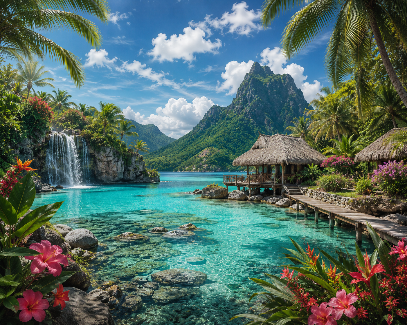 Tropical Paradise Lagoon Wall Mural
