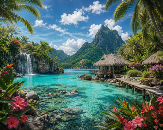 Tropical Paradise Lagoon Wall Mural