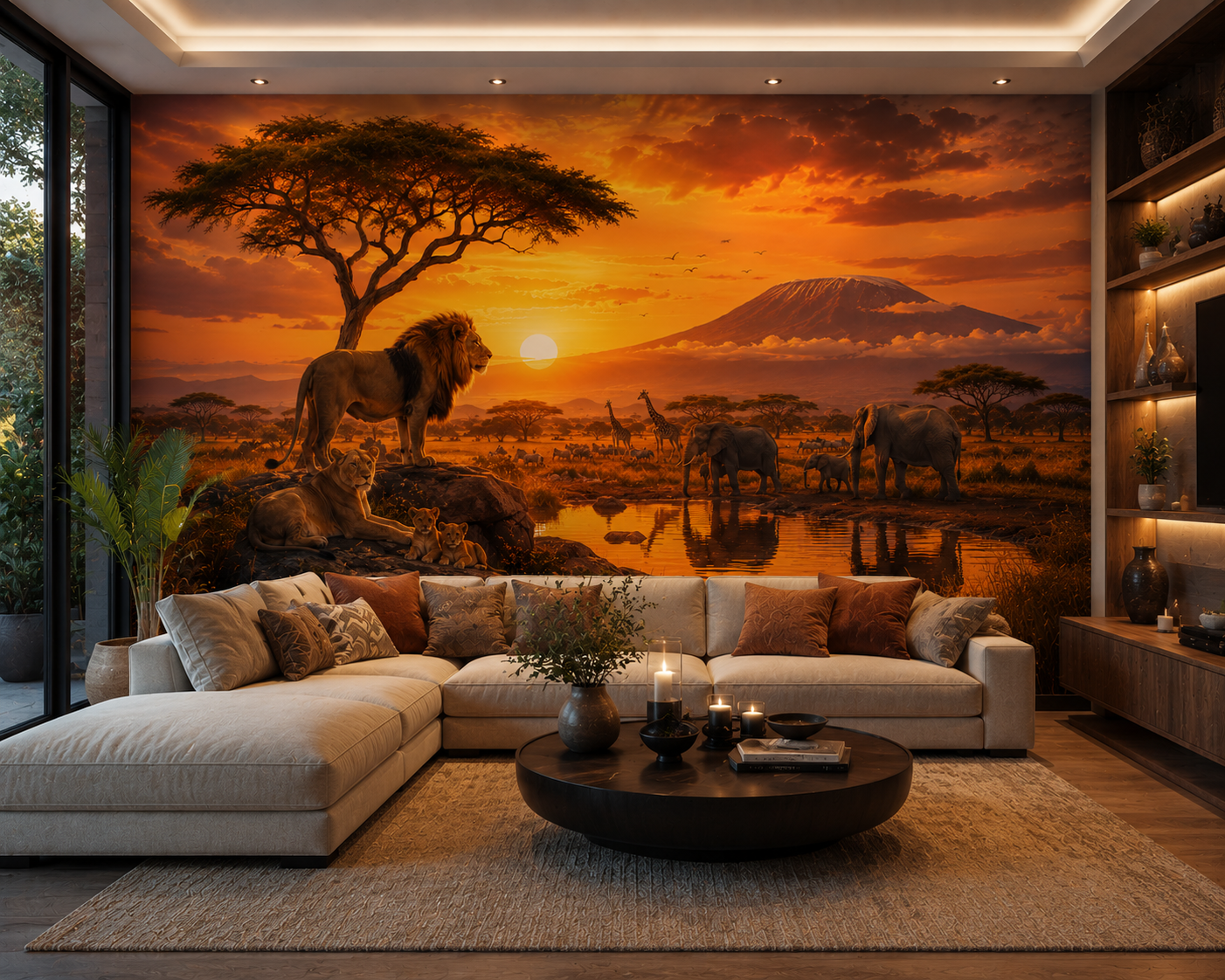 Wild Safari Sunset Wall Mural