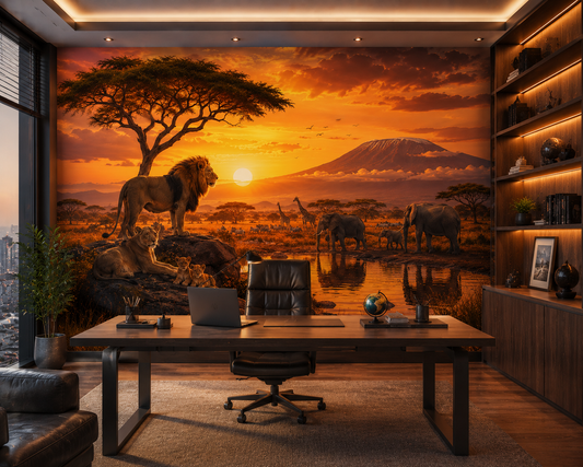 Wild Safari Sunset Wall Mural