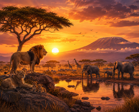 Wild Safari Sunset Wall Mural