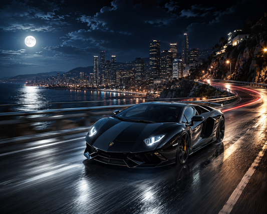 Luxury Supercar Night Drive Wall Mural