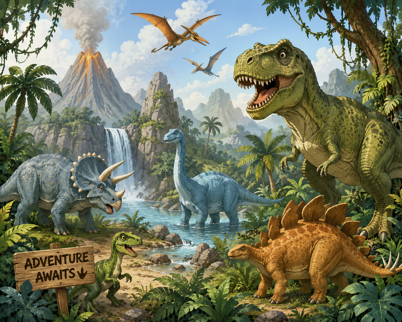 Adventure Dinosaur Jungle Wall Mural