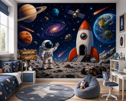 Outer Space Rocket Adventure Wall Mural