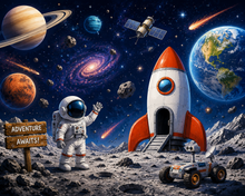 Outer Space Rocket Adventure Wall Mural