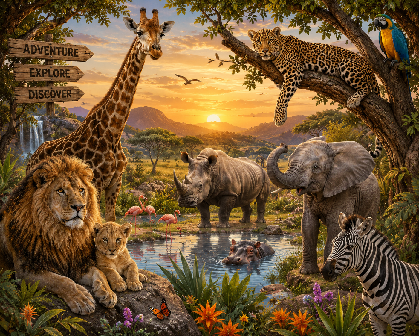 Safari Animal Adventure Wall Mural