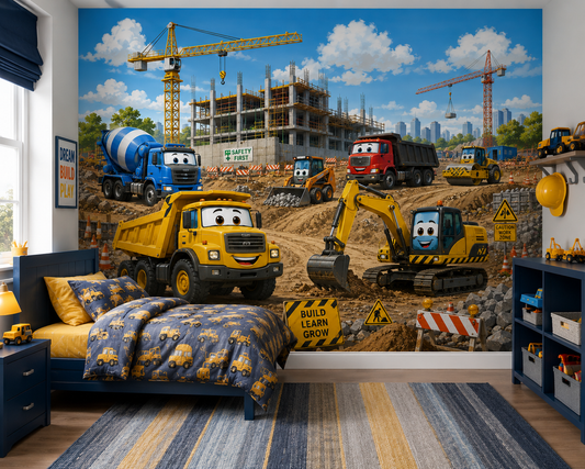 Construction Truck Adventure Wall Mural