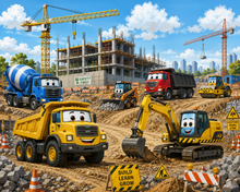 Construction Truck Adventure Wall Mural
